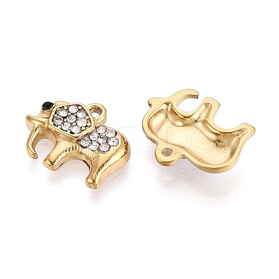 304 Stainless Steel Rhinestone Charms STAS-N115-46G-1
