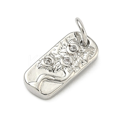 Five Elements Theme Brass Micro Pave Clear Cubic Zirconia Charms KK-F934-02B-P-1