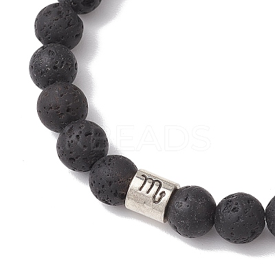 12Pcs 12 Styles 8mm Round Natural Lava Rock Constellation Beaded Bracelet Sets BJEW-JB10870-1