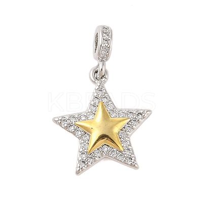Rack Plating Brass Micro Pave Clear Cubic Zirconia Pendants KK-S380-37E-P-1