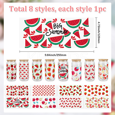 8Pcs 8 Styles PVC Plastic Waterproof Decorative Sticker Labels DIY-SP0004-93D-1