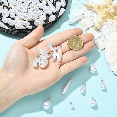 40Pcs 8 Styles ABS Plastic Pearl Pendants FIND-YW0012-01G-1