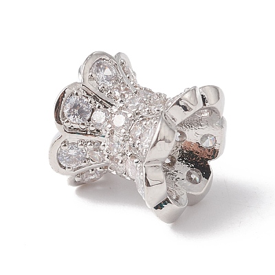 Eco-Friendly Rack Plating Brass Micro Pave Cubic Zirconia Double Sided Bead Caps KK-F835-25B-P-1