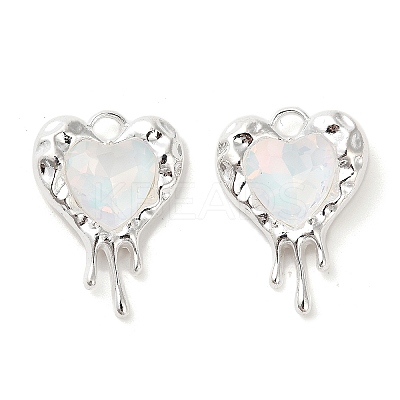 Rack Plating Alloy Rhinestone Pendants PALLOY-D028-08A-S-RS-1