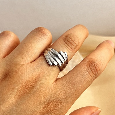 304 Stainless Steel Open Cuff Rings for Women RJEW-K258-10P-1