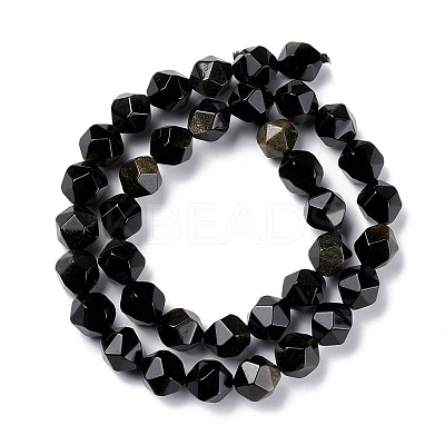 Natural Golden Sheen Obsidian Beads Strands G-C229-01C-1