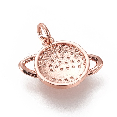 Brass Micro Pave Clear Cubic Zirconia Pendants ZIRC-L091-058RG-1