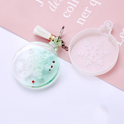 Christmas Theme DIY Flat Round with Snowflake Pendant Silicone Molds LS-DIY-F114-34-1