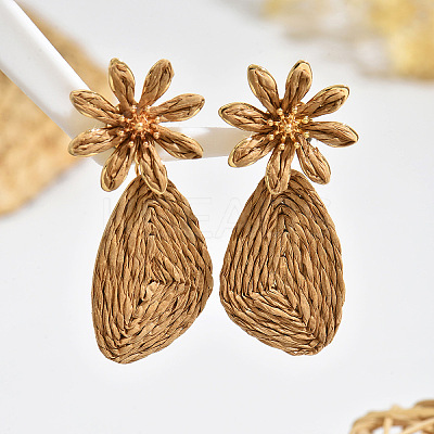 Iron & Raffia Stud Dangle Earrings WG2C854-03-1