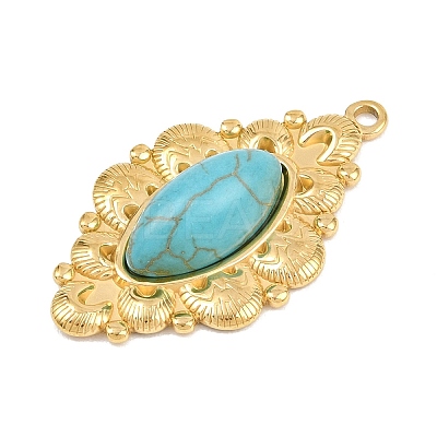 Bohemian Style 304 Stainless Steel with Synthetic Turquoise Pendants LS-STAS-G381-02G-02-1