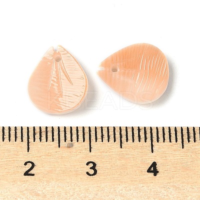 Natural Sea Shell Carved Leaf Charms SSHEL-C013-02A-1
