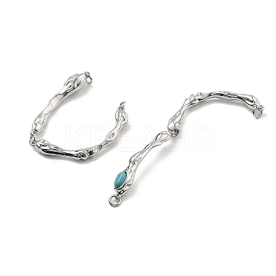 Brass Synthetic Turquoise Toggle Clasps KK-B129-19P-1