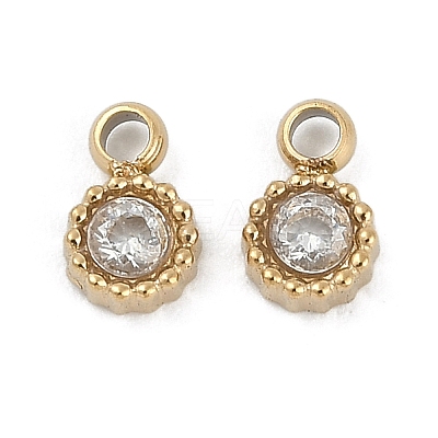 304 Stainless Steel Micro Pave Cubic Zirconia Pendants STAS-I325-024G-1