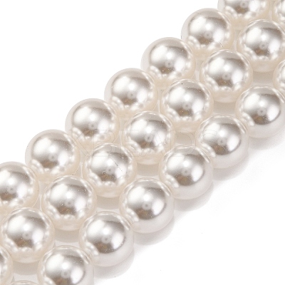 Baking Paint Pearlized Glass Pearl Round Bead Strands X-PEAR-H019-02E-04-1
