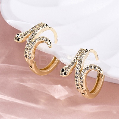 Brass Cubic Zirconia Hoop Earrings EJEW-Q014-39G-1