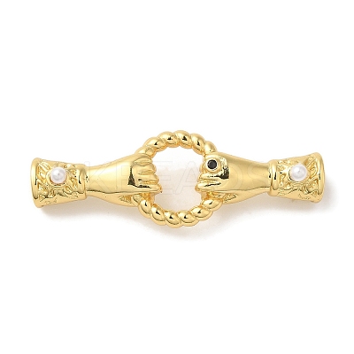 Rack Plating Brass Pave Black Cubic Zirconia Hands with Rings Links Connector Charms KK-A229-14G-1