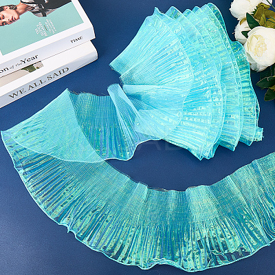 10 Yards Lucency Polyester Pleated Lace Trim OCOR-GF0004-74A-1