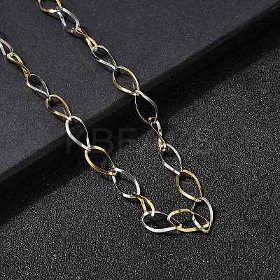304 Stainless Steel Teardrop Link Chain Necklaces for Women Men NJEW-A058-02GP-1