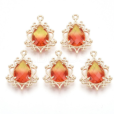 Golden Tone Brass Pendants X-GLAA-R212-03G-1