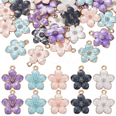 40Pcs 5 Colors Zinc Alloy Enamel Pendants PALLOY-SC0004-37-1