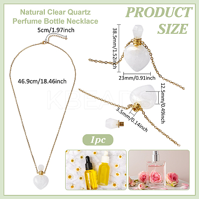 1Pc Natural Quartz Crystal Perfume Bottle Necklaces NJEW-PH0001-37A-02-1