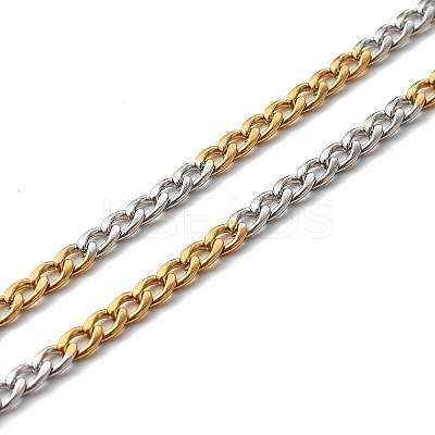 Two Tone 304 Stainless Steel Curb Chain Necklaces X-NJEW-JN03541-1