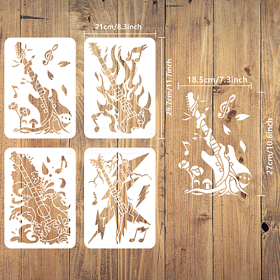 4Pcs 4 Styles PET Hollow Out Drawing Painting Stencils DIY-WH0394-0078-1