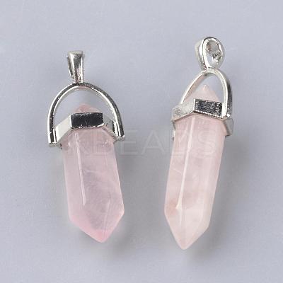Natural Rose Quartz Double Terminated Pointed Pendants G-S240-13-1