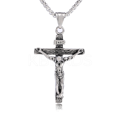 Cross Pendant Necklace with Jesus Crucifix Religious Necklace Sacrosanct Charm Neck Chain Jewelry Gift for Birthday Easter Thanksgiving Day JN1109A-1