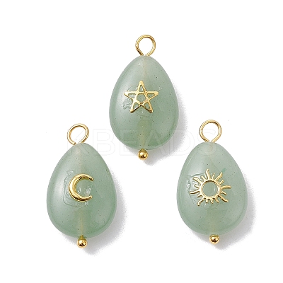 3Pcs 3 Styles Natural Green Aventurine Pendant PALLOY-JF02576-01-1