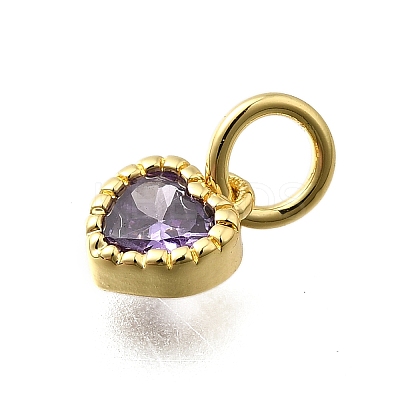 Brass Micro Pave Cubic Zirconia Charms KK-P295-14G-03-1