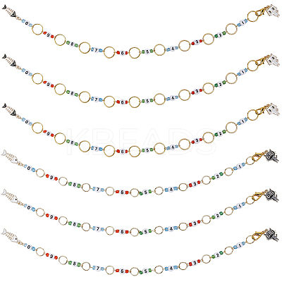 6Pcs 2 Style Acrylic Number Bead Knitting Row Counter Chains HJEW-SC0001-50-1