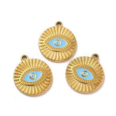 Ion Plating(IP) 304 Stainless Steel Enamel Pendants STAS-Q001-29G-1
