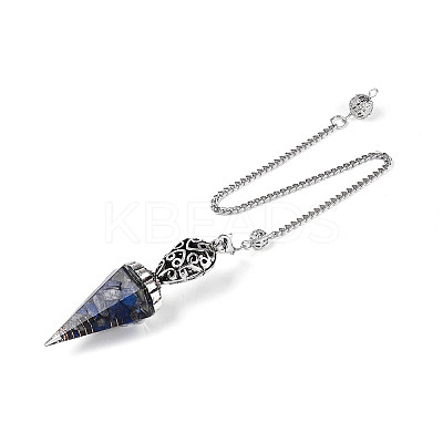 Natural Lapis Lazuli Chip & Epoxy Resin Dowsing Pendulum Big Pendants AJEW-N004-01C-1