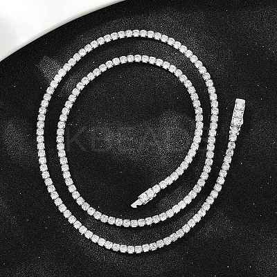 925 Sterling Silver Pave Crystal Cubic Zirconia Tennis Necklaces for Women NJEW-C096-01A-P02-1