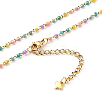 304 Stainless Steel Enamel Twisted Chain Necklaces NJEW-JN03154-1