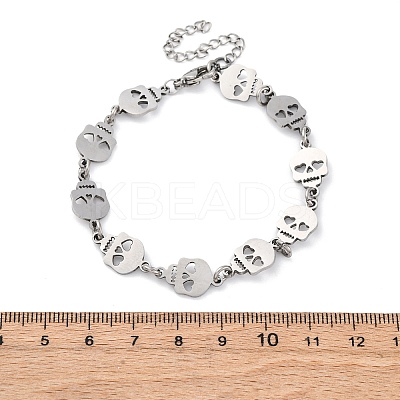 304 Stainless Steel Skull Link Bracelets for Men & Women BJEW-D042-25P-1