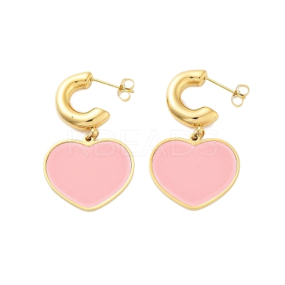 Ion Plating(IP) 304 Stainless Steel Heart Stud Earrings EJEW-A114-11G-03-1