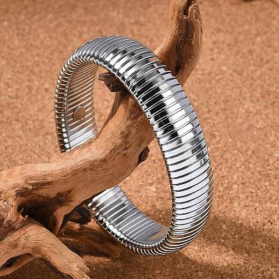 304 Stainless Steel Stretch Bracelets for Women Men BJEW-A031-02A-P-1