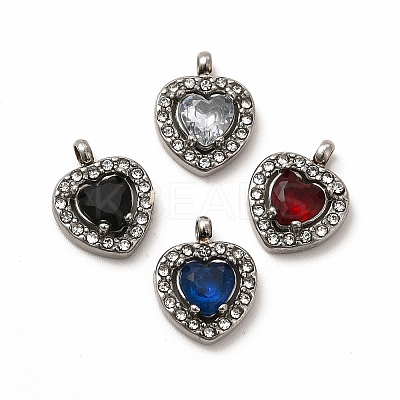 304 Stainless Steel Cubic Zirconia Pendants STAS-A076-02P-1