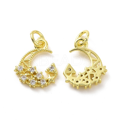 Brass Micro Pave Clear Cubic Zirconia Charms KK-E068-VF048-1