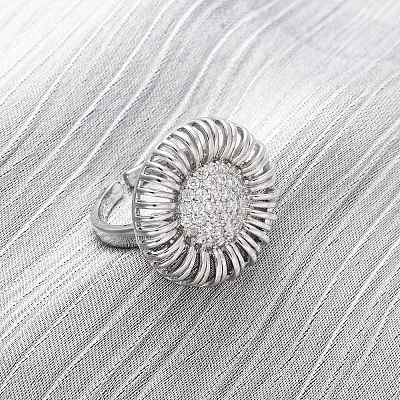 Brass Micro Pave Cubic Zirconia Cuff Rings RJEW-D323-03P-1
