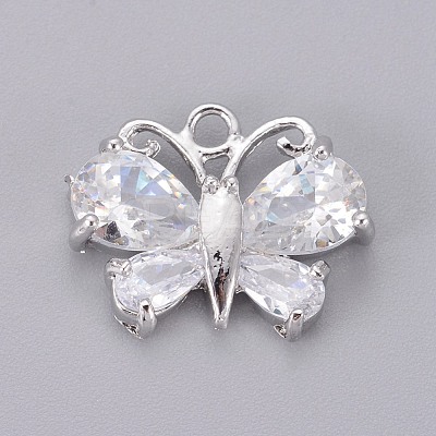 Brass Cubic Zirconia Pendants KK-F809-05P-1