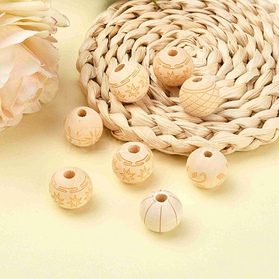 Unfinished Natural Wood European Beads X-WOOD-T025-001-LF-1