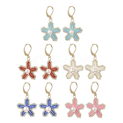 Brass Seed Glass Beads Leverback Earrings EJEW-MZ00759-1