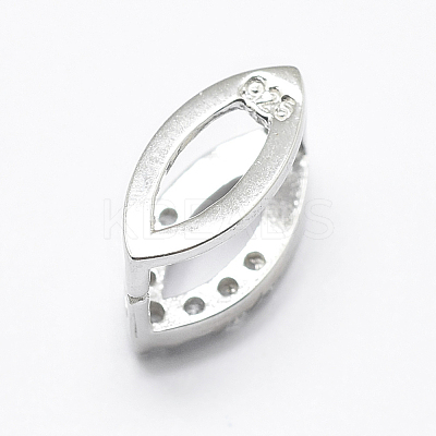 Anti-Tarnish Rhodium Plated 925 Sterling Silver Micro Pave Cubic Zirconia Pendant Bails STER-E053-07P-1