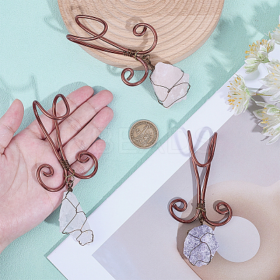 3Pcs Nuggets Natural Amethyst & Rose Quartz & Quartz Crystal Flowerpot Decoration HJEW-OC00088-1
