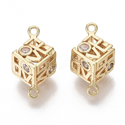 Brass Micro Pave Cubic Zirconia Links Connectors KK-S356-102-NF-1