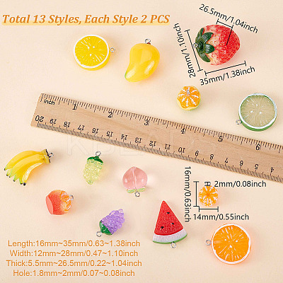 26Pcs 13 Styles Resin Pendants RESI-GA0001-33-1