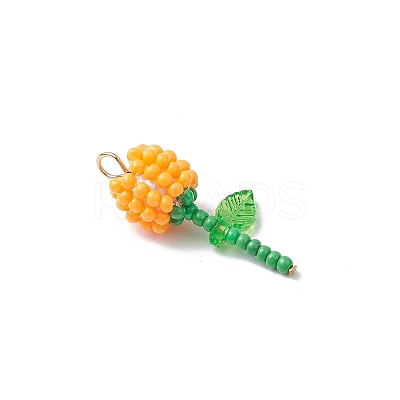 Grade A Round Glass Seed Beads Acrylic Flower Charms PALLOY-MZ00690-1